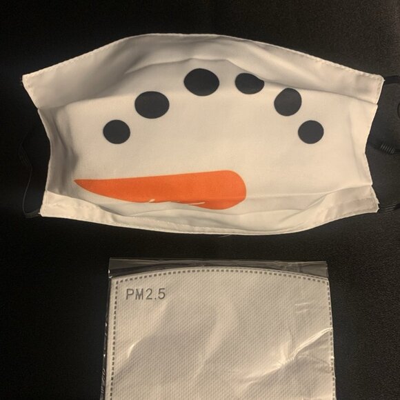 Unisex Reusable Washable Snowman Face Mask With 2 Filters Insert One Size - Picture 1 of 1